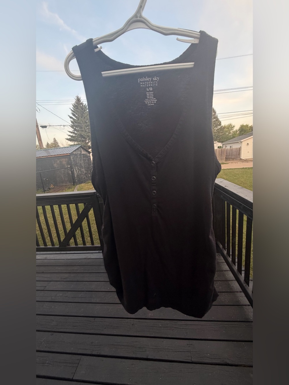 Paisley Sky Maternity Black V-Neck Sleeveless Top